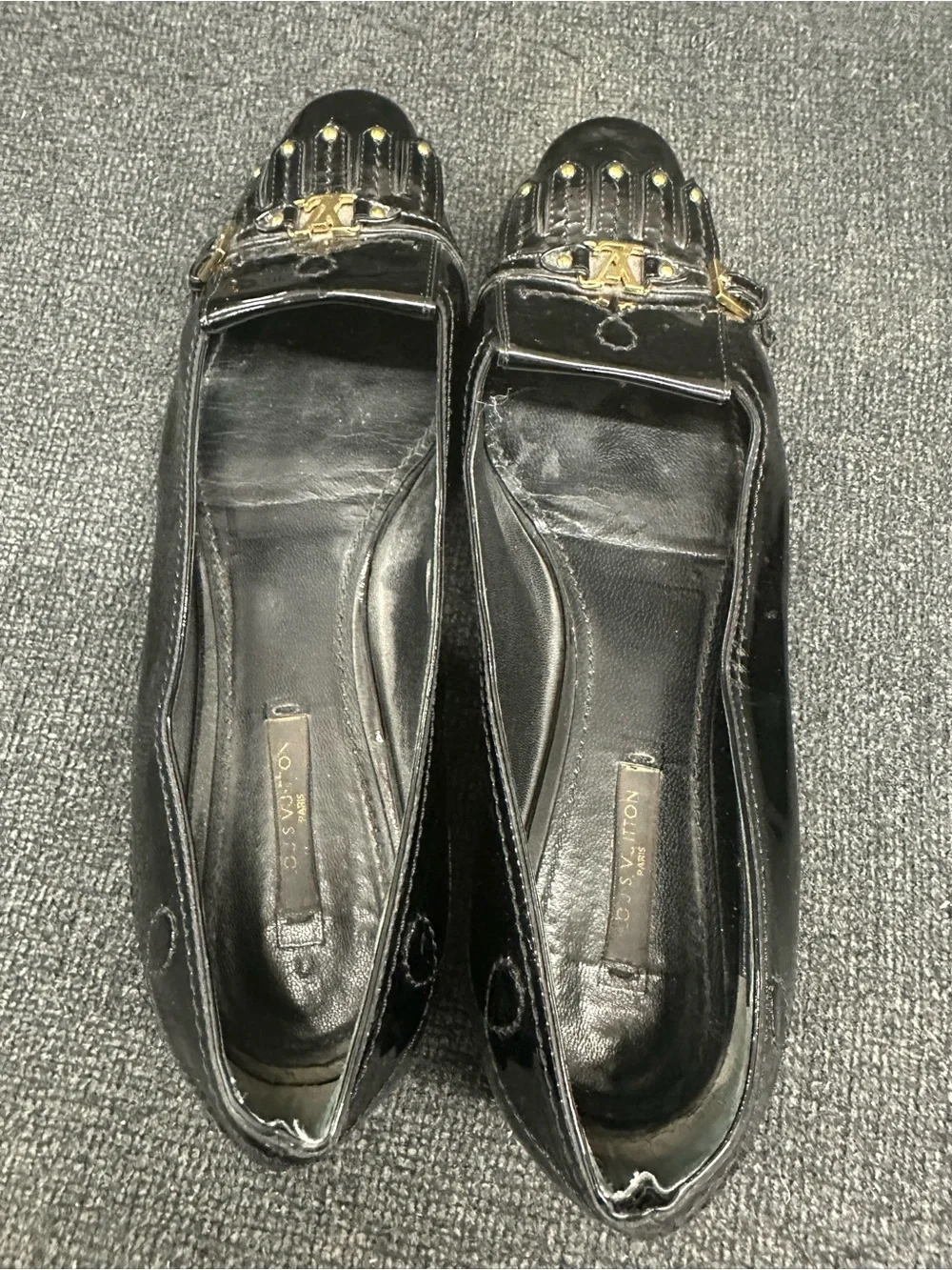 Louis Vuitton black leather patent ballet flats size 39 eu women’s 2006 archive